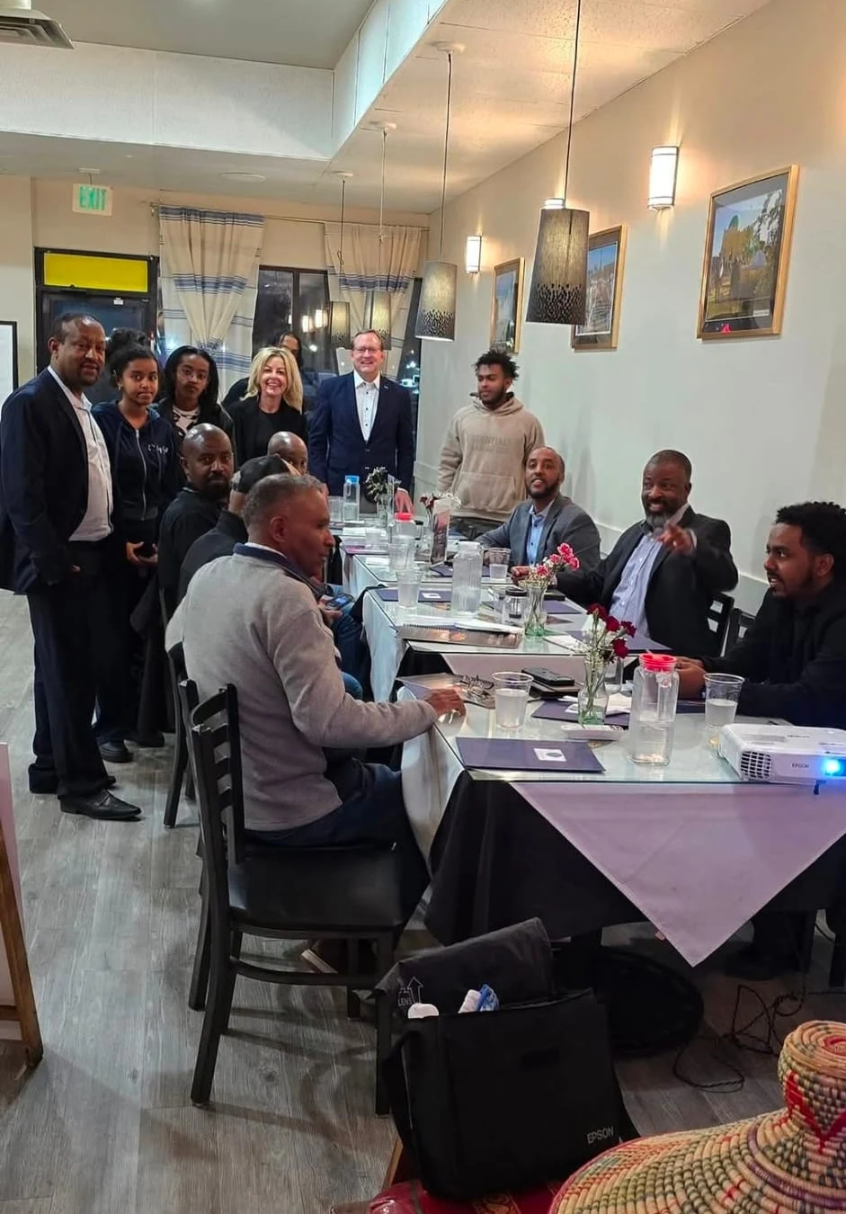 Chamber members at a community dinner event